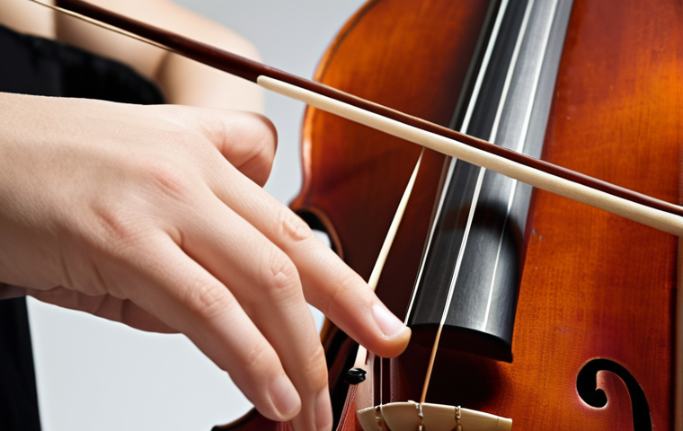 **Image Prompt:** Close-up of a cellist's hand demonstrating a relaxed and curved thumb position on the bow, highlighting the balance point. Soft, diffused lighting. Focus on the texture of the bow and the cellist's skin.