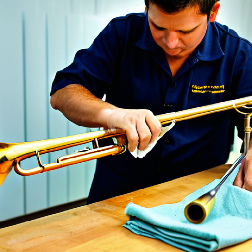 트럼펫 유지 관리 팁 - Trumpet Cleaning**

"A musician carefully cleaning the valves of their trumpet with a cleaning rod a...