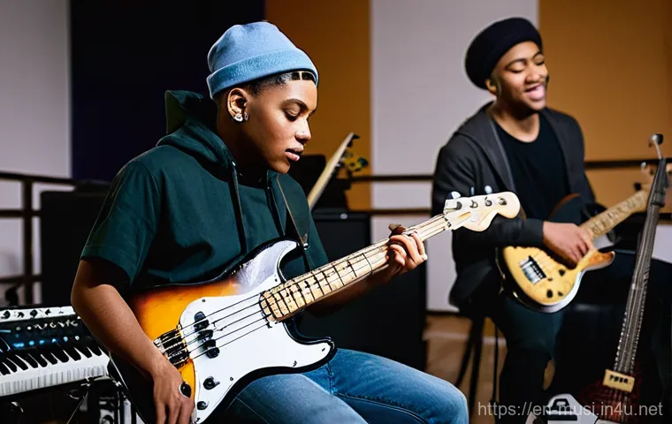 기타 악보 작성법 - **Creative Composer Utilizing Digital Notation Software:**
    A female musician in her early 30s, w...