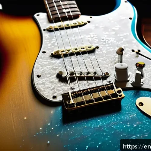 기타 픽업 음질 차이 - A highly detailed close-up of a classic Stratocaster electric guitar featuring single-coil pickups, ...